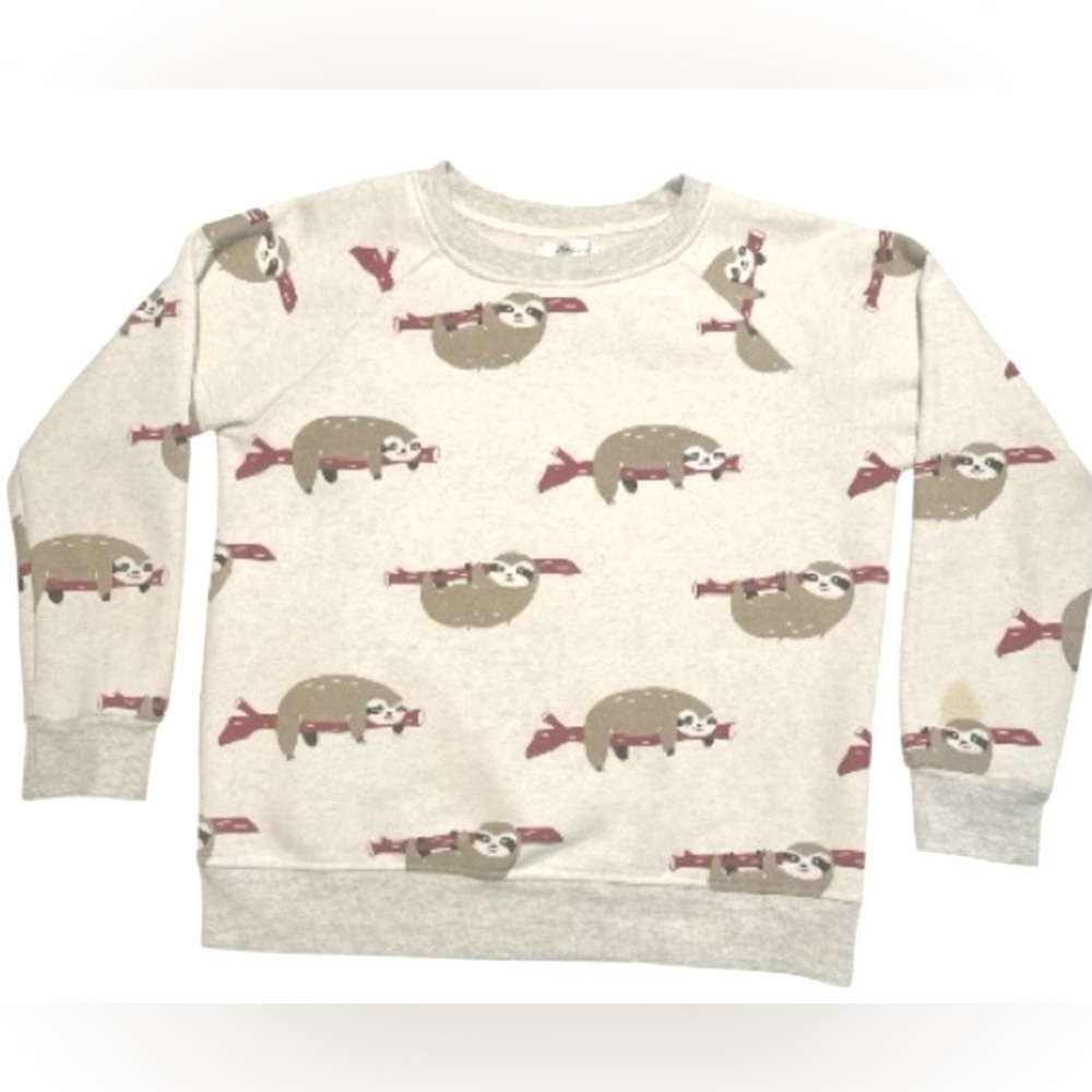 LA Soul Women’s Large Crewneck Sweatshirt Adorable Whimsical Sloth Print